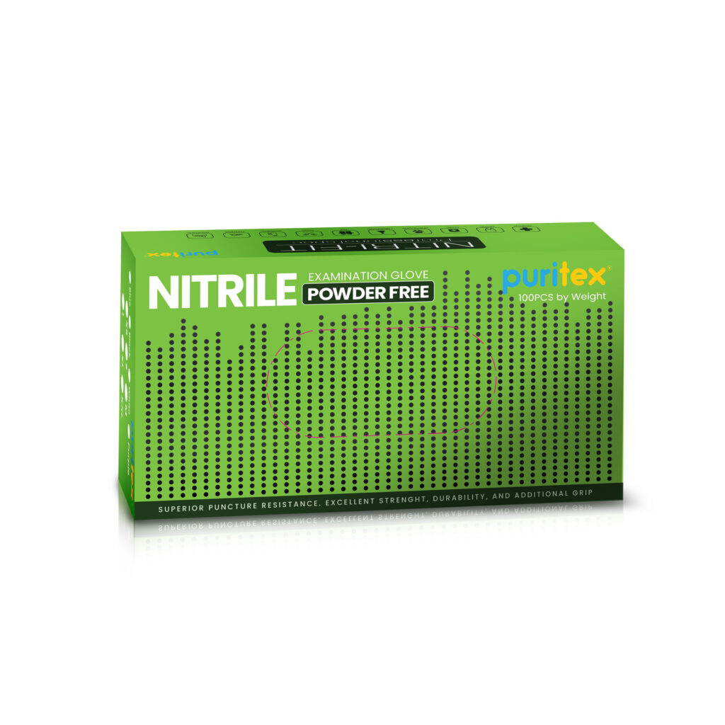 Power Without Powder Nitrile Powder Free Examination Glove – Green – Puritex