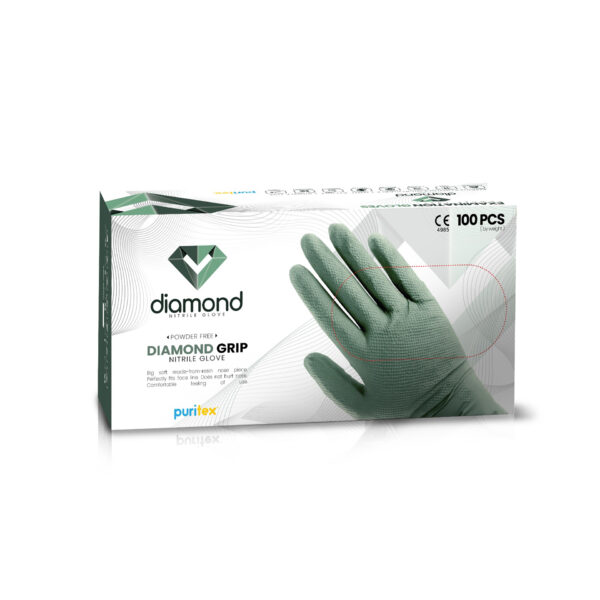 Nitrile Powder Free Diamond Grip Glove - Green